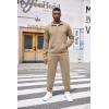 COOFANDY Men’s Tracksuit 2 Piece Quarter Zip Sweatsuit Workout Plaid Jacquard Jogging Suit Set(Khaki)