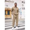 COOFANDY Men’s Tracksuit 2 Piece Quarter Zip Sweatsuit Workout Plaid Jacquard Jogging Suit Set(Khaki)