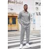 COOFANDY Men’s Tracksuit 2 Piece Quarter Zip Sweatsuit Workout Plaid Jacquard Jogging Suit Set(Light Grey)