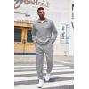 COOFANDY Men’s Tracksuit 2 Piece Quarter Zip Sweatsuit Workout Plaid Jacquard Jogging Suit Set(Light Grey)