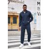 COOFANDY Men’s Tracksuit 2 Piece Quarter Zip Sweatsuit Workout Plaid Jacquard Jogging Suit Set(Navy Blue)