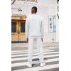 COOFANDY Men’s Tracksuit 2 Piece Quarter Zip Sweatsuit Workout Plaid Jacquard Jogging Suit Set(White)