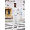 COOFANDY Men’s Tracksuit 2 Piece Quarter Zip Sweatsuit Workout Plaid Jacquard Jogging Suit Set(White)