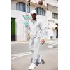 COOFANDY Men’s Tracksuit 2 Piece Quarter Zip Sweatsuit Workout Plaid Jacquard Jogging Suit Set(White)