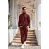 COOFANDY Men’s Tracksuit 2 Piece Quarter Zip Sweatsuit Workout Plaid Jacquard Jogging Suit Set(Wine Red)