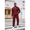 COOFANDY Men’s Tracksuit 2 Piece Quarter Zip Sweatsuit Workout Plaid Jacquard Jogging Suit Set(Wine Red)