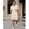 COOFANDY Mens Tracksuit Casual 2 Piece Quarter Zip Polo Shirt and Shorts Set Athletic Jogging Sports Outfits(Beige)