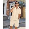 COOFANDY Mens Tracksuit Casual 2 Piece Quarter Zip Polo Shirt and Shorts Set Athletic Jogging Sports Outfits(Beige)