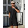 COOFANDY Mens Tracksuit Casual 2 Piece Quarter Zip Polo Shirt and Shorts Set Athletic Jogging Sports Outfits(Black)