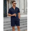 COOFANDY Mens Tracksuit Casual 2 Piece Quarter Zip Polo Shirt and Shorts Set Athletic Jogging Sports Outfits(Dark Blue)
