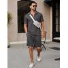 COOFANDY Mens Tracksuit Casual 2 Piece Quarter Zip Polo Shirt and Shorts Set Athletic Jogging Sports Outfits(Dark Grey)
