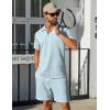 COOFANDY Mens Tracksuit Casual 2 Piece Quarter Zip Polo Shirt and Shorts Set Athletic Jogging Sports Outfits(Light Blue)