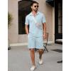 COOFANDY Mens Tracksuit Casual 2 Piece Quarter Zip Polo Shirt and Shorts Set Athletic Jogging Sports Outfits(Light Blue)