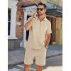 COOFANDY Mens Tracksuit Casual 2 Piece Quarter Zip Polo Shirt and Shorts Set Athletic Jogging Sports Outfits(Light Khaki)