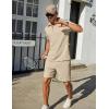 COOFANDY Mens Tracksuit Casual 2 Piece Quarter Zip Polo Shirt and Shorts Set Athletic Jogging Sports Outfits(Light Khaki)