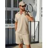 COOFANDY Mens Tracksuit Casual 2 Piece Quarter Zip Polo Shirt and Shorts Set Athletic Jogging Sports Outfits(Light Khaki)