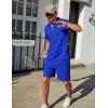 COOFANDY Mens Tracksuit Casual 2 Piece Quarter Zip Polo Shirt and Shorts Set Athletic Jogging Sports Outfits(Sapphire)