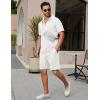 COOFANDY Mens Tracksuit Casual 2 Piece Quarter Zip Polo Shirt and Shorts Set Athletic Jogging Sports Outfits(White)
