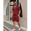 COOFANDY Mens Tracksuit Casual 2 Piece Quarter Zip Polo Shirt and Shorts Set Athletic Jogging Sports Outfits(Wine Red)