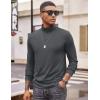COOFANDY Men’s Turtleneck T Shirt Long Sleeve Pullover Sweater Slim Fit Lightweight Thermal Undershirt Tops(Deep Grey)