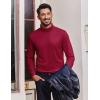 COOFANDY Men’s Turtleneck T Shirt Long Sleeve Pullover Sweater Slim Fit Lightweight Thermal Undershirt Tops(Wine Red)