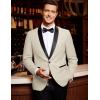 COOFANDY Men’s Tuxedo Jacket One Button Dress Suit Blazer Jacket for Wedding Dinner Prom Party(Beige)