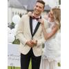 COOFANDY Men’s Tuxedo Jacket One Button Dress Suit Blazer Jacket for Wedding Dinner Prom Party(Beige)