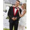 COOFANDY Men’s Tuxedo Jacket One Button Dress Suit Blazer Jacket for Wedding Dinner Prom Party(Black Red)