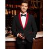 COOFANDY Men’s Tuxedo Jacket One Button Dress Suit Blazer Jacket for Wedding Dinner Prom Party(Black Red)