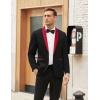 COOFANDY Men’s Tuxedo Jacket One Button Dress Suit Blazer Jacket for Wedding Dinner Prom Party(Black Red)
