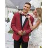 COOFANDY Men’s Tuxedo Jacket One Button Dress Suit Blazer Jacket for Wedding Dinner Prom Party(Red)