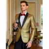 COOFANDY Men’s Tuxedo Jacket Slim Fit Shawl Lapel Blazer One Button Suit Jackets for Party Prom Wedding Dinner(Golden Yellow)