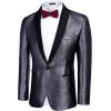 COOFANDY Men’s Tuxedo Jacket Slim Fit Shawl Lapel Blazer One Button Suit Jackets for Party Prom Wedding Dinner(Pat2-black)