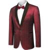 COOFANDY Men’s Tuxedo Jacket Slim Fit Shawl Lapel Blazer One Button Suit Jackets for Party Prom Wedding Dinner(Red)