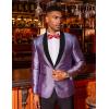 COOFANDY Men’s Tuxedo Jacket Slim Fit Shawl Lapel Blazer One Button Suit Jackets for Party Prom Wedding Dinner(Shiny Purple)