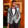 COOFANDY Men’s Tuxedo Jacket Slim Fit Shawl Lapel Blazer One Button Suit Jackets for Party Prom Wedding Dinner(Shiny Silver)