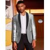 COOFANDY Men’s Tuxedo Jacket Slim Fit Shawl Lapel Blazer One Button Suit Jackets for Party Prom Wedding Dinner(Shiny Silver)