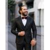 COOFANDY Mens Tuxedo Jacket Slim Fit Velvet Blazer One Button Suit Jacket for Wedding Prom Party(Black)
