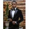 COOFANDY Mens Tuxedo Jacket Slim Fit Velvet Blazer One Button Suit Jacket for Wedding Prom Party(Black)