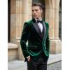 COOFANDY Mens Tuxedo Jacket Slim Fit Velvet Blazer One Button Suit Jacket for Wedding Prom Party(Green)