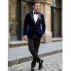COOFANDY Mens Tuxedo Jacket Slim Fit Velvet Blazer One Button Suit Jacket for Wedding Prom Party(Navy Blue)