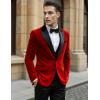 COOFANDY Mens Tuxedo Jacket Slim Fit Velvet Blazer One Button Suit Jacket for Wedding Prom Party(Red)