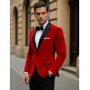 COOFANDY Mens Tuxedo Jacket Slim Fit Velvet Blazer One Button Suit Jacket for Wedding Prom Party(Red)