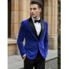 COOFANDY Mens Tuxedo Jacket Slim Fit Velvet Blazer One Button Suit Jacket for Wedding Prom Party(Royal Blue)