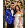 COOFANDY Mens Tuxedo Jacket Slim Fit Velvet Blazer One Button Suit Jacket for Wedding Prom Party(Royal Blue)