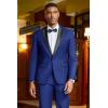 COOFANDY Mens Tuxedo Suit Set Slim Fit 2 Piece One Button Christmas Blazer Jacket Pants for Wedding,Dinner,Prom(Blue)