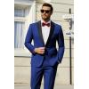 COOFANDY Mens Tuxedo Suit Set Slim Fit 2 Piece One Button Christmas Blazer Jacket Pants for Wedding,Dinner,Prom(Blue)