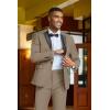 COOFANDY Mens Tuxedo Suit Set Slim Fit 2 Piece One Button Christmas Blazer Jacket Pants for Wedding,Dinner,Prom(Khaki)