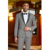COOFANDY Mens Tuxedo Suit Set Slim Fit 2 Piece One Button Christmas Blazer Jacket Pants for Wedding,Dinner,Prom(Light Gray)