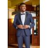 COOFANDY Mens Tuxedo Suit Set Slim Fit 2 Piece One Button Christmas Blazer Jacket Pants for Wedding,Dinner,Prom(Navy Blue)